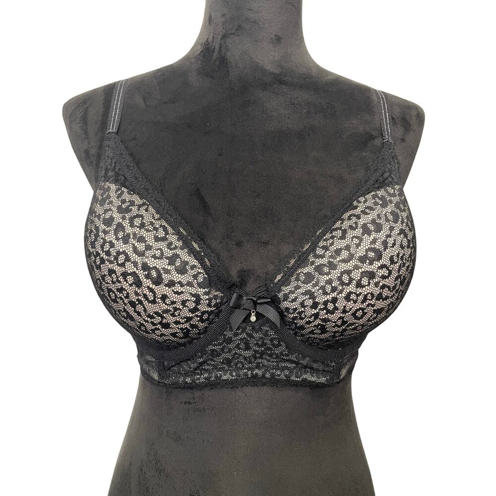 EUC - Kensie Talk Pretty To Me Corset Longline Underwire Black Leopard Bra
